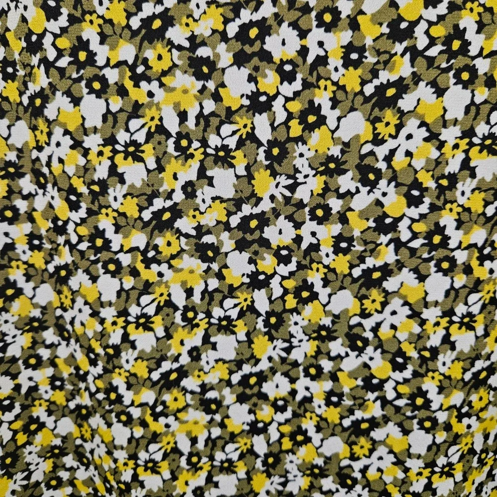 MICHAEL KORS Floral Print Sleeveless Midi Dress Women Large Yellow‎ Black White